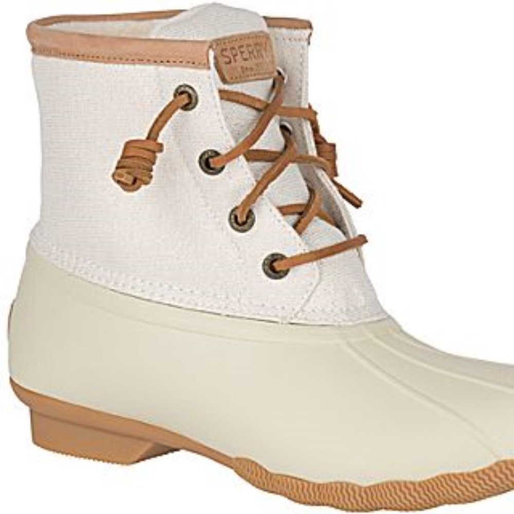 White Sperry duck boots